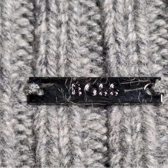 Hugo Boss Light Gray Ribbed Beanie - Picture 3 of 5